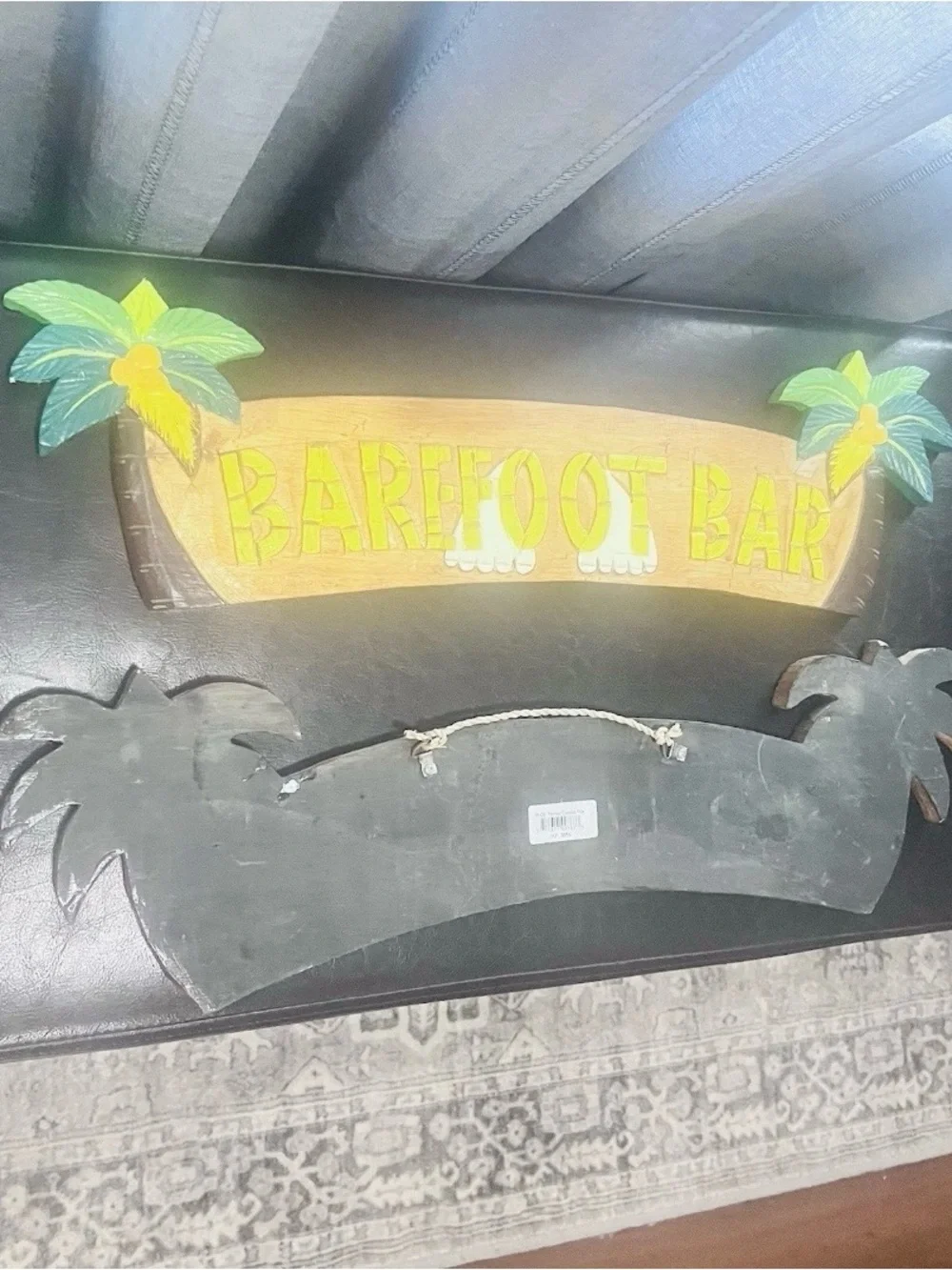 Aloha & Barefoot Bar Signs 22”L with Palm Trees - Welcome & Bar Sign